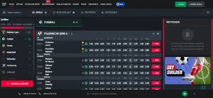 Mobile Adjarabet-Oberfläche mit einer Übersicht laufender Sportereignisse